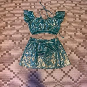 Dolls Kill Other - NEW Blue holographic off-the-shoulder rave set (M) Dolls Kill Other - NEW Blue holographic off-the-shoulder rave set (M)